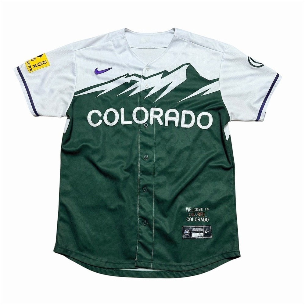 Nike Colorado Rockies City Connect Baseball Jersey #22 Green/White Men's